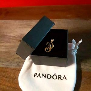 14k PANDORA Gold P Charm